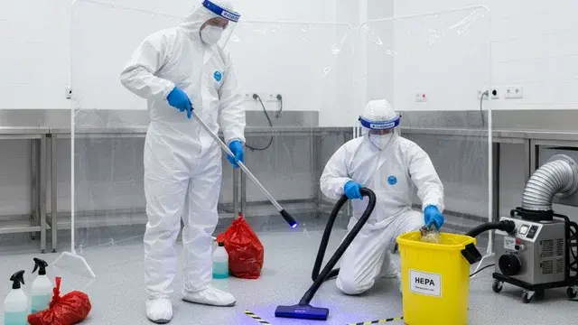 Certified biohazard cleanup with hospital-grade disinfection