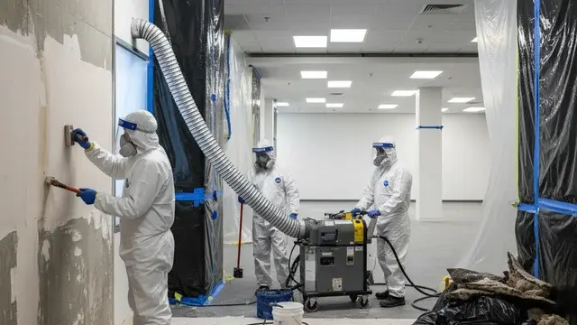 Large-scale commercial mold removal with containment