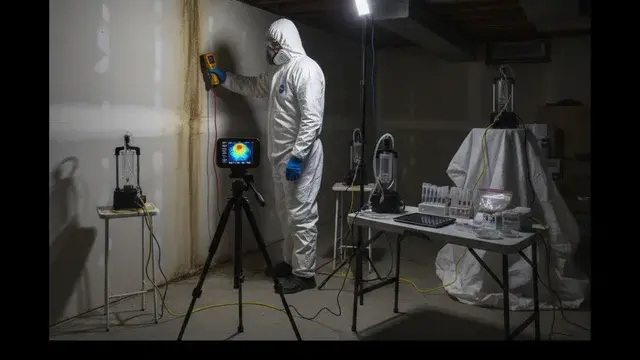 Mold inspection with moisture meter and thermal imaging tools