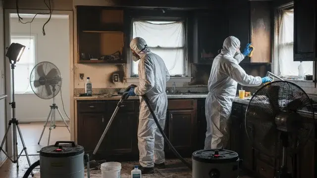 Smoke damage cleanup with HEPA filtration and specialty cleaning